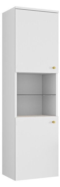 Cabinet de baie suspendat Salus, Marmură albă, Alb, PAL laminat, 133x35x34cm, 23 kg