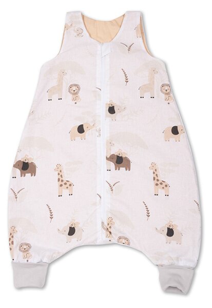 Sac de dormit de vara cu picioare 6-18 luni Kidizi Safari Beige 0.5 tog, mansete transformabile in soseta