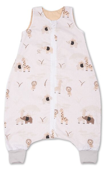 Sac de dormit cu picioare de vara pentru copii 18-36 luni Kidizi Safari Beige 0.5 tog, mansete transformabile in soseta