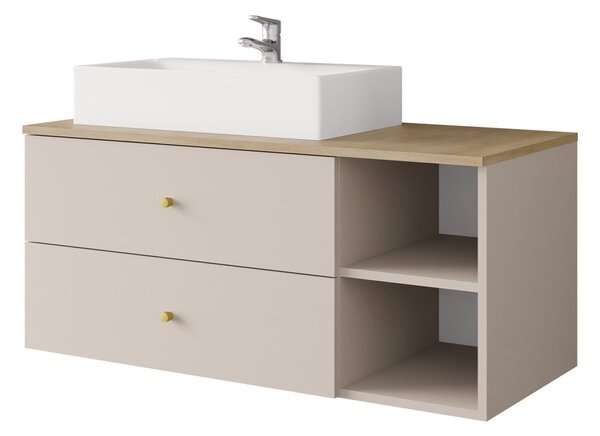 Cabinet atârnat pentru baie Salus, Stejar Cremona, Cașmir, PAL laminat, 45x100x45cm, 31 kg