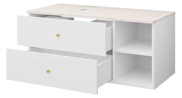 Cabinet atârnat pentru baie Salus, Alb, Marmură albă, PAL laminat, 45x100x45cm, 31 kg