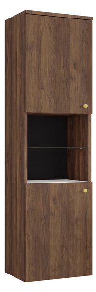 Cabinet de baie suspendat Salus, Marmură albă, Nuc, PAL laminat, 133x35x34cm, 23 kg