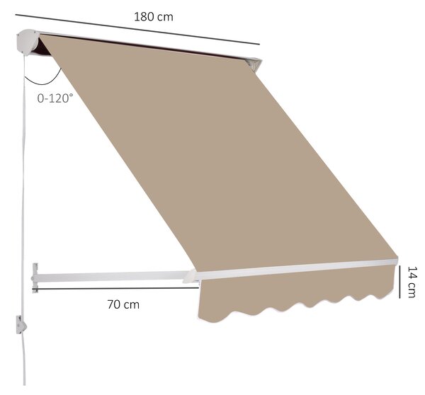 Outsunny Perdea de Soare Rulanta de Perete Bej, 180x70cm | Aosom Romania