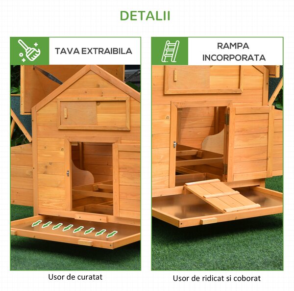 PawHut Cotet Cusca pentru Gaini Impermeabil de Gradina in Lemn 150x100x96.5 cm | Aosom Romania