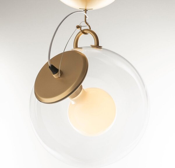 Artemide Miconos plafonieră din sticlă, alamă, reglabil, Auriu / Alamă, Camera de zi / sufragerie, Sticlă, Design