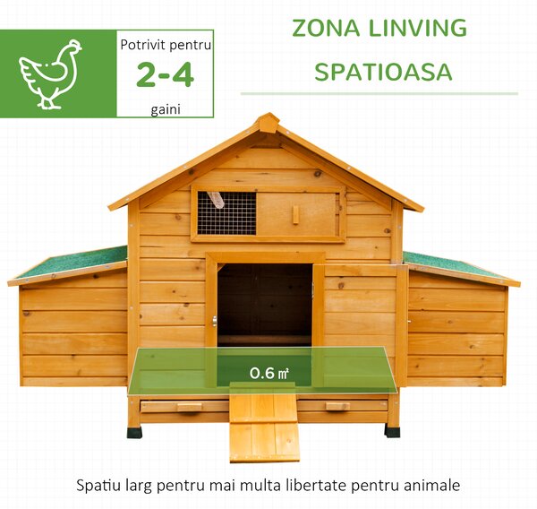 PawHut Cotet Cusca pentru Gaini Impermeabil de Gradina in Lemn 150x100x96.5 cm | Aosom Romania