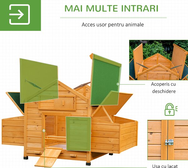 PawHut Cotet Cusca pentru Gaini Impermeabil de Gradina in Lemn 150x100x96.5 cm | Aosom Romania