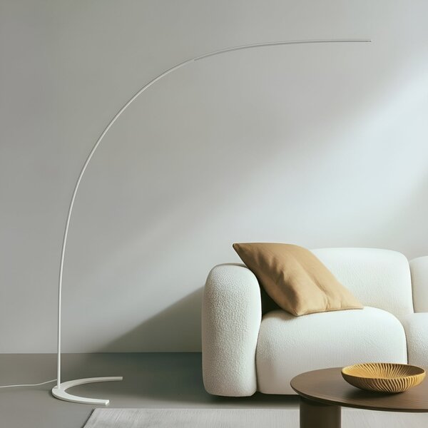 Lindby Lampadar LED Danua, alb, metal, înălțime 200cm, reglabil, Alb, Camera de zi / sufragerie, Metal, Modern