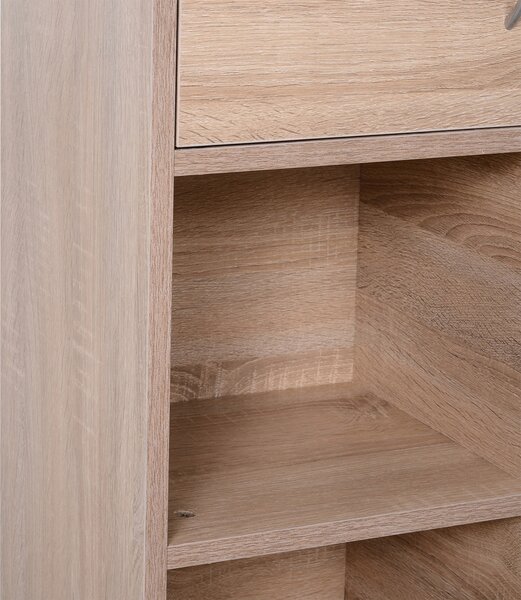 Biblioteca HOMCOM cu 3 Rafturi , 4 Compartimente si 2 Usi Basculante din Lemn Natural 61.5x29.5x80cm | Aosom Romania
