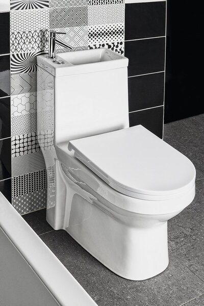 Aqualine Aqualine, WC combinat HYGIE cu chiuvetă, gunoi spate/inferior, alb, PB104W