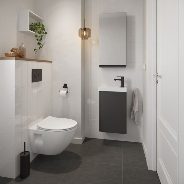 Cersanit Moduo SET, dulap suspendat 39x22x66 cm + chiuveta 40 cm, antracit mat, S801-467-DSM