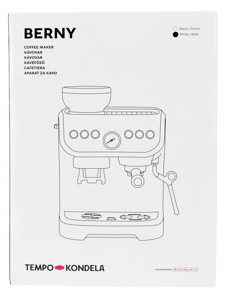 TEMPO-KONDELA BERNY, aparat de cafea cu manetă cu râşniţă, alb