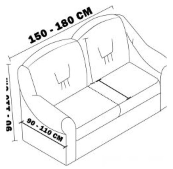 Husă canapea 2 locuri elastică, universală 140–180 cm, cu baghete de fixare, Bej