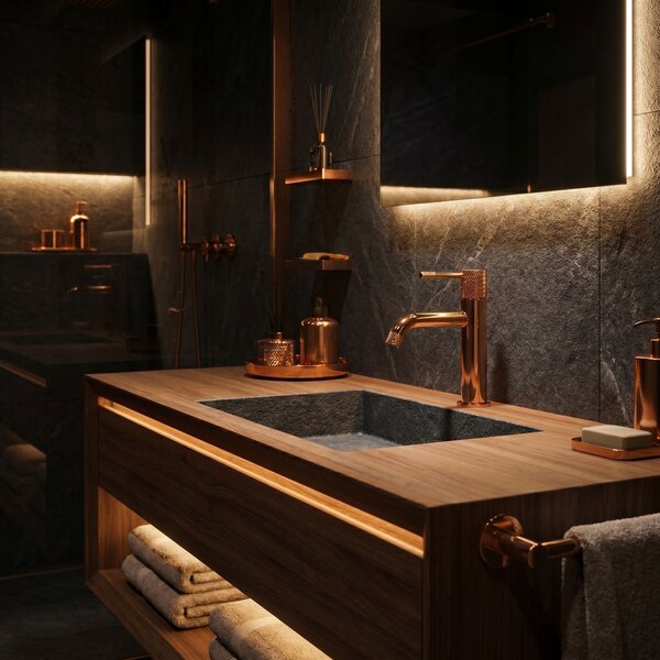 Baterie pentru lavoar Rea Venti Copper Low