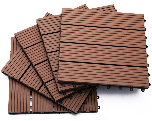 Outsunny set gresie de gradina, 30x30x2.2cm, maro | Aosom Romania