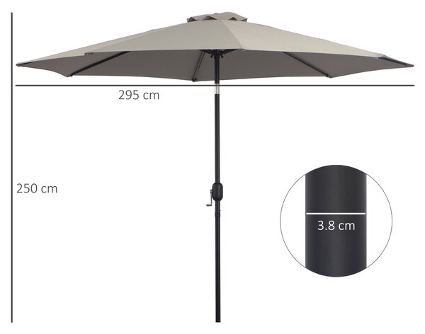 Outsunny Umbrelă de Soare pentru Plajă Impermeabilă, Oțel, Gri Φ3x2.45m | Aosom Romania