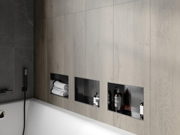 Mexen X-Wall-NR raft nișă fără ramă 30 x 20 cm, gri armat periat - 19E1302010