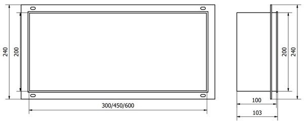 Mexen X-Wall-NR raft nișă fără ramă 30 x 20 cm, gri armat periat - 19E1302010