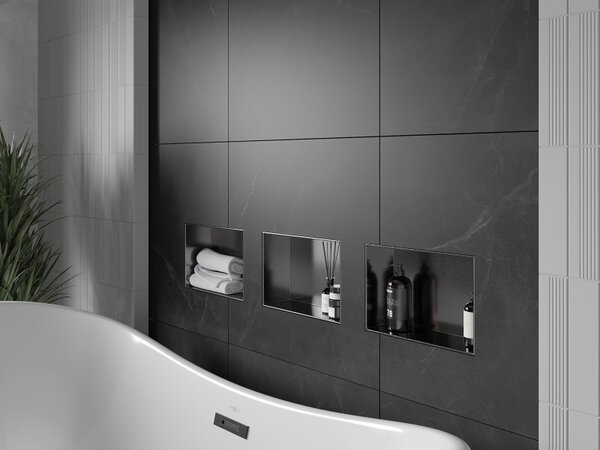 Mexen X-Wall-NR raft nișă fără ramă 30 x 20 cm, gri armat periat - 19E1302010
