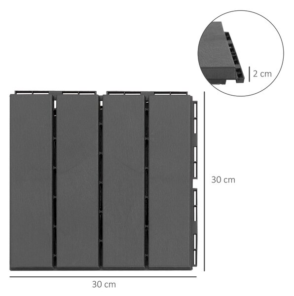 Outsunny Set 9 Cărămizi de Cuplat pentru Pavaj Terasă 30x30x2cm 0.81mq Negru | Aosom Romania