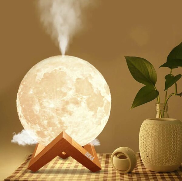 Lampa de veghe cu umidificator, Luna Moon 3D, 880 ml, 15cm