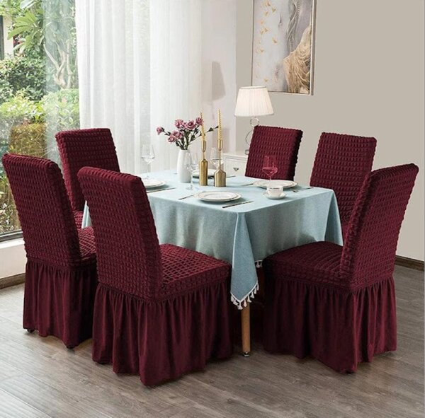 Set 6 huse de scaun, cu volane, Verde