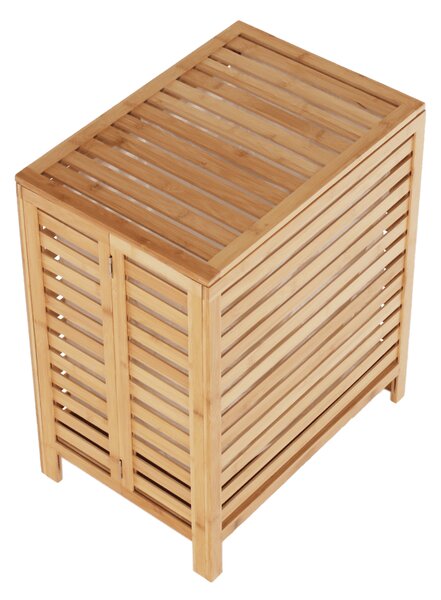 KONDELA Coş de rufe, bambus natural/alb, MENORK