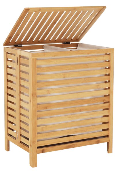 KONDELA Coş de rufe, bambus natural/alb, MENORK