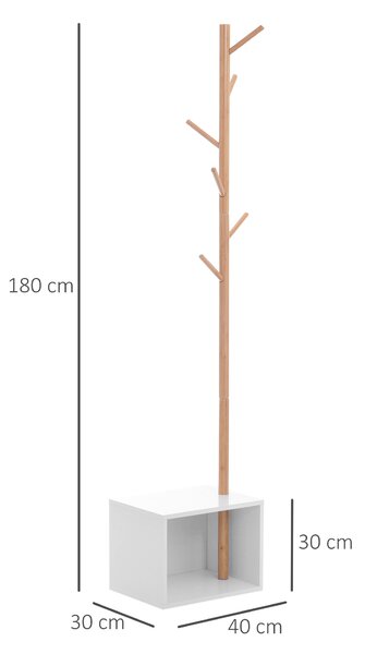 Cuier Dulap pantofi cu 6 Agatatoare in Bambù, Alb, 40x30x180cm HOMCOM | Aosom Romania