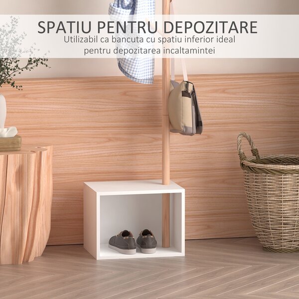 Cuier Dulap pantofi cu 6 Agatatoare in Bambù, Alb, 40x30x180cm HOMCOM | Aosom Romania