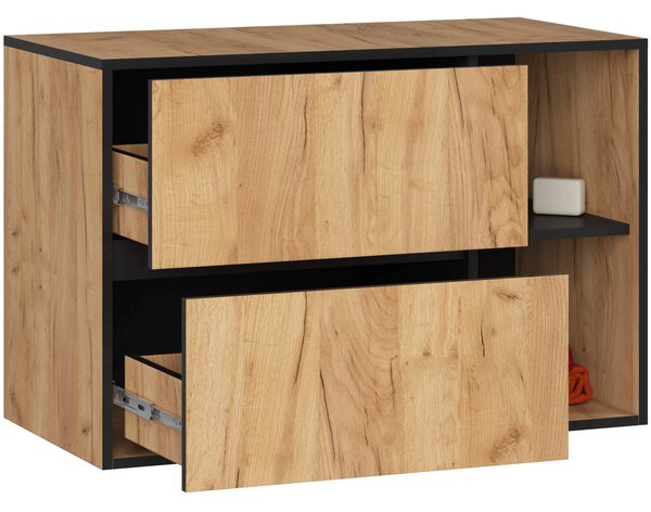 Dulap de baie Vambos W90 2SZ 2P (stejar artizanal + negru). Promo -13%. 1152113