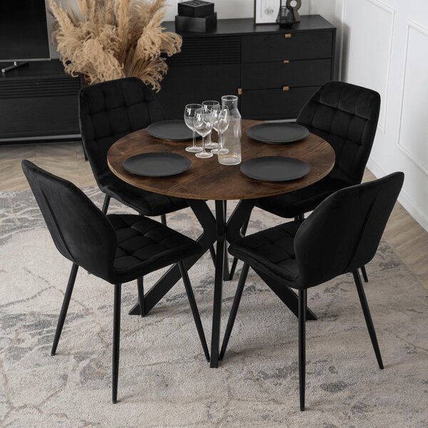 Masă de sufragerie (pentru 4 persoane) Loren 80 (stejar rustic + negru). Promo -19%. 1156929