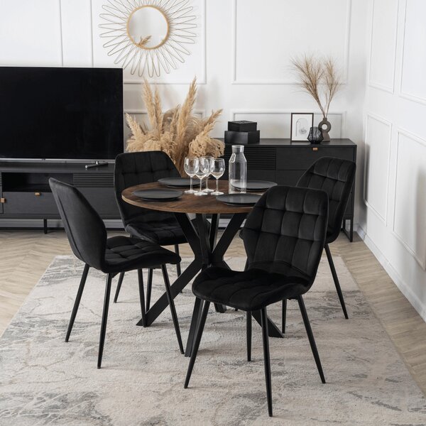 Masă de sufragerie (pentru 4 persoane) Loren 80 (stejar rustic + negru). Promo -19%. 1156929