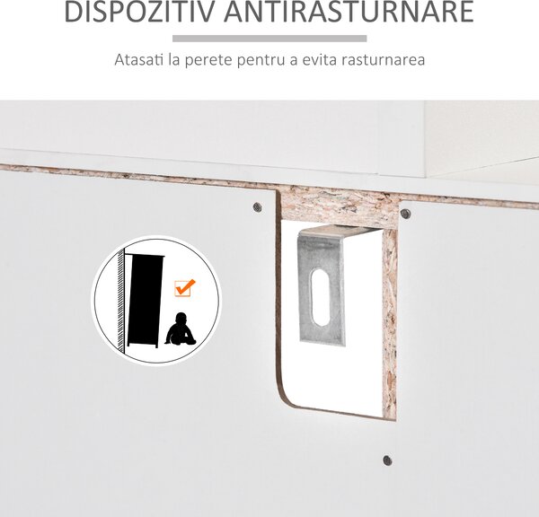 Dulap de bucatarie cu 3 compartimente si sistem de prindere de perete, PAL alb, 90x40x120cm HOMCOM | Aosom Romania