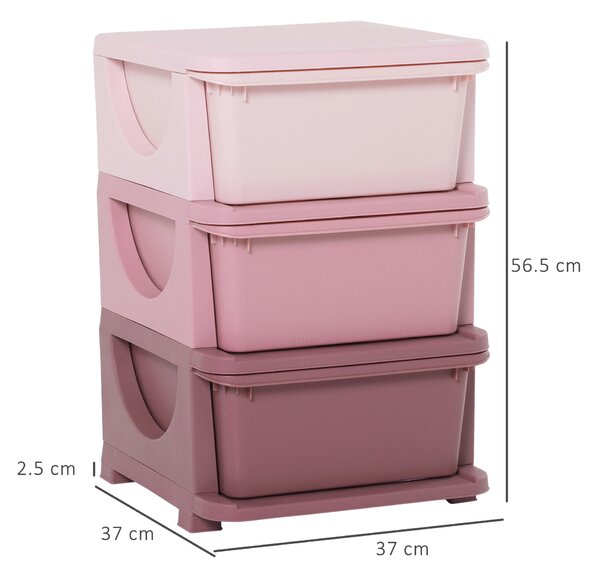 Comoda pentru depozitare, Organizare, pentru camera copilului, din PP sigur si netoxic 37x37x56.5 nuante de roz HOMCOM | Aosom Romania