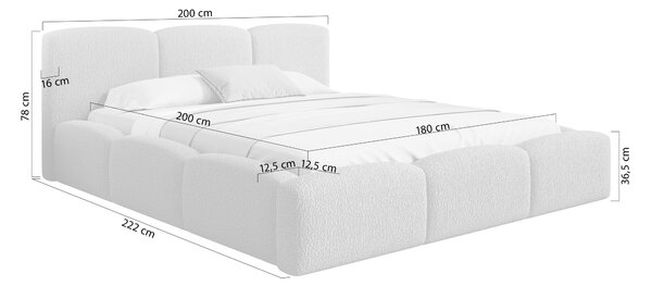 Pat tapițat Marios 180x200 cu ladă depozitare - bej boucle Quelle 03