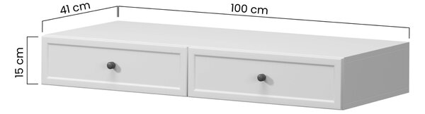 Consolă suspendată cu sertare Lorini 100 cm - cașmir / mânere aurii T-bar
