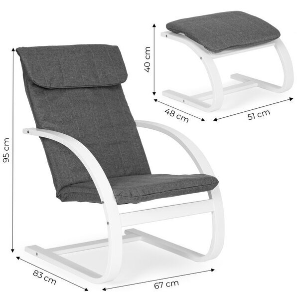 Fotoliu finlandez de relaxare cu suport pentru picioare pentru living