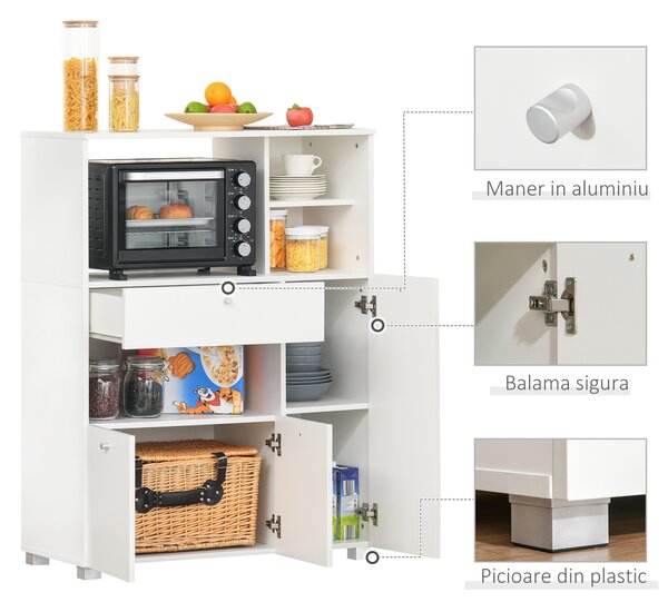 Dulap de bucatarie cu 3 compartimente si sistem de prindere de perete, PAL alb, 90x40x120cm HOMCOM | Aosom Romania
