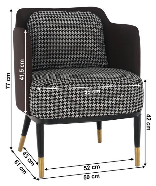 KONDELA Fotoliu design, model alb-negru/ piele ecologică maro, EMREN