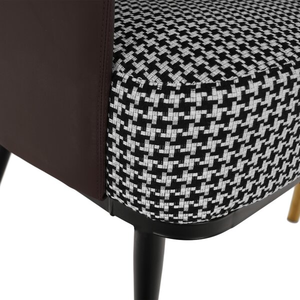 KONDELA Fotoliu design, model alb-negru/ piele ecologică maro, EMREN