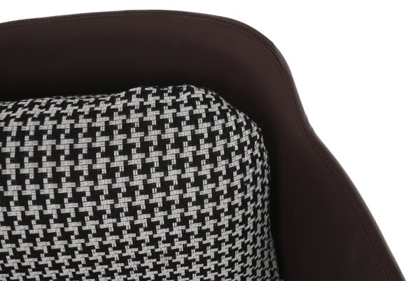 KONDELA Fotoliu design, model alb-negru/ piele ecologică maro, EMREN
