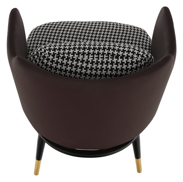 KONDELA Fotoliu design, model alb-negru/ piele ecologică maro, EMREN