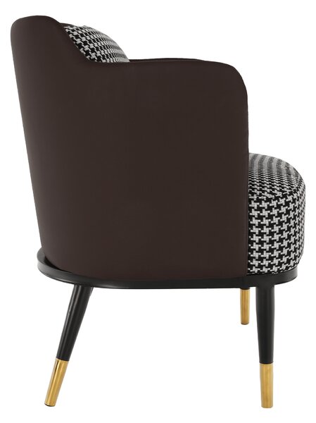 KONDELA Fotoliu design, model alb-negru/ piele ecologică maro, EMREN
