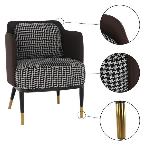 KONDELA Fotoliu design, model alb-negru/ piele ecologică maro, EMREN