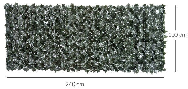 Outsunny Gard Viu Artificial pentru Balcon și Grădină din PE Anti-UV, 240x100 cm, Verde Închis | Aosom Romania