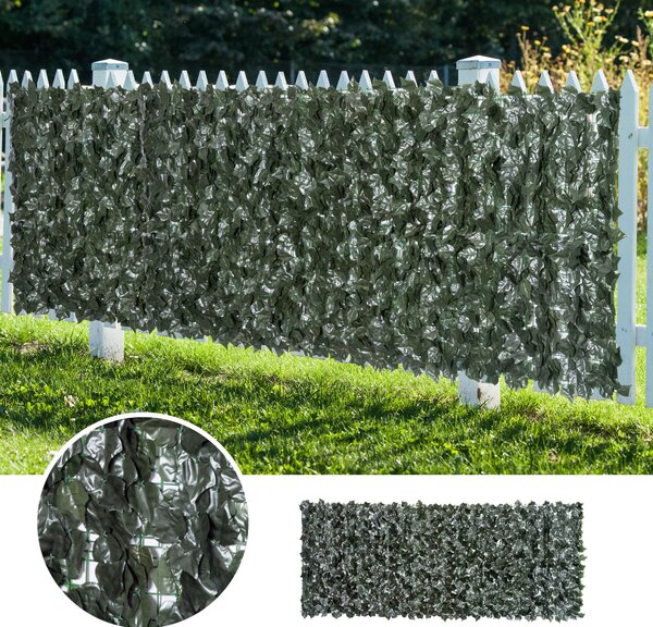 Outsunny Gard Viu Artificial pentru Balcon și Grădină din PE Anti-UV, 240x100 cm, Verde Închis | Aosom Romania