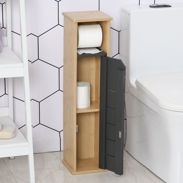 HOMCOM Dulap Baie Îngust pentru Hârtie Igienică Raft Reglabil 18x18x75cm Design Compact | Aosom Romania