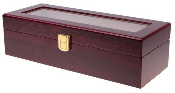 Cutie caseta din lemn pentru depozitare si organizare 6 ceasuri, model Premium