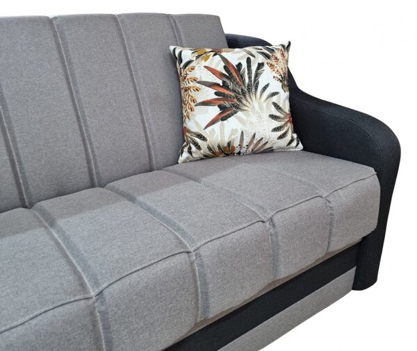 Canapea ALEX extensibila, 3 locuri, cu lada de depozitare, stofa gri inchis cu gri deschis, 220x90x90 Gri Inchis + Gri Deschis